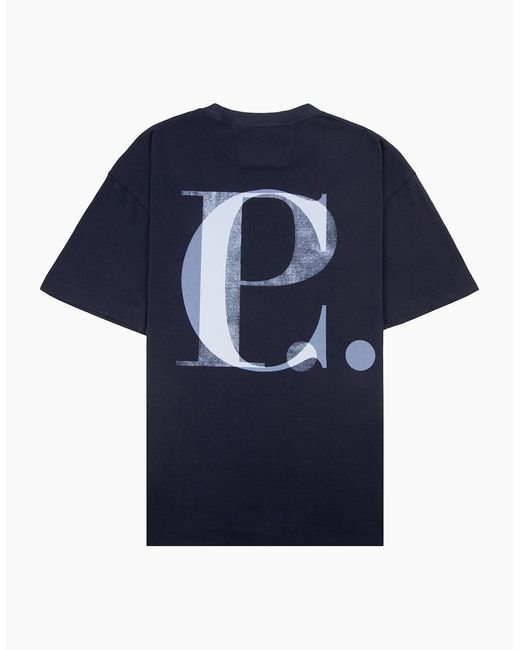 C P Company Blue 30/1 Jersey Short Sleeve Logo T-Shirt 888 for men