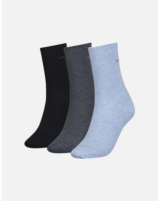 Calvin Klein Blue 3-Pack Classic Roll-Top Socks, Mix