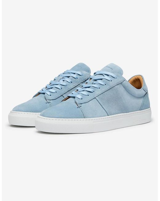 Oliver Sweeney Blue Calf Suede Cupsole Trainers for men