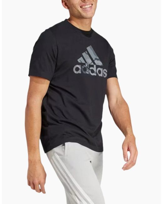 Adidas Black Ir5828 Camo T Shirts Badge Of Sports Graphic Crew Neck T Shirt for men