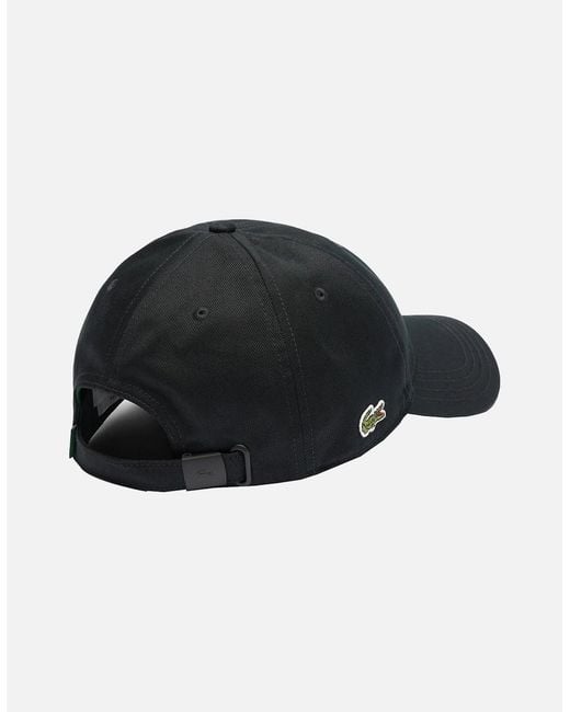 Lacoste Black Cotton Twill Baseball Cap for men
