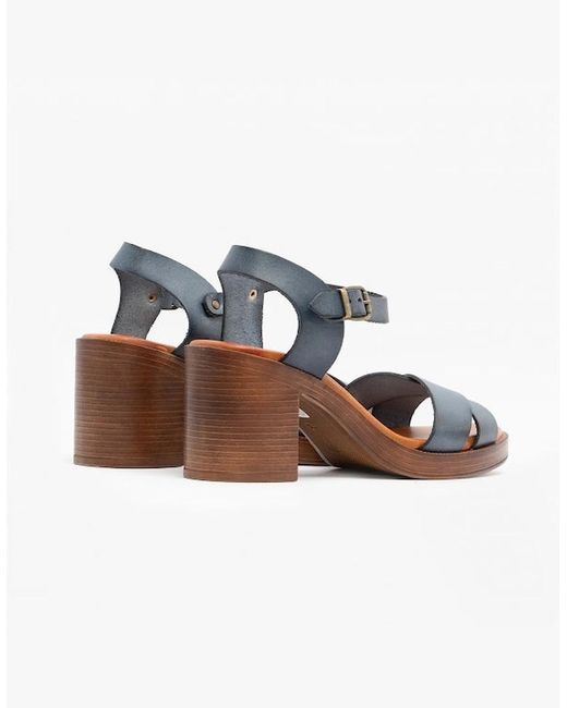 Hush Puppies Blue Georgia Leather Heeled Sandals