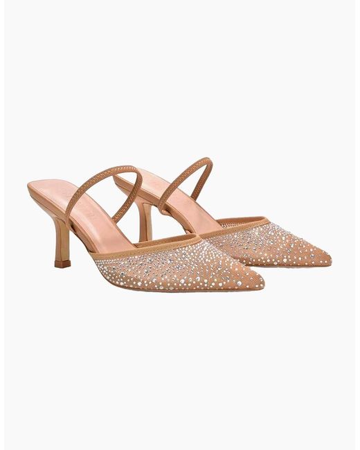 XY London Pink Ladies Chase Rhinestone Mesh Court Shoes
