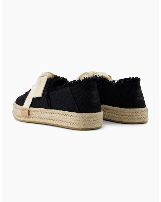 TOMS Black Carolina Espadrille Lace Up Shoes