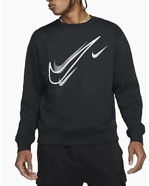 Nike Black Dq3946 Tracksuits Multi Swoosh Fleece Sweatshirt Cargo Cuffed Jogger for men
