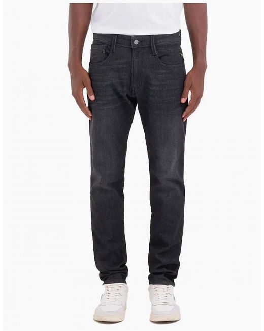 Replay Blue Anbass Slim Fit Power Stretch Jeans Delave 009 for men