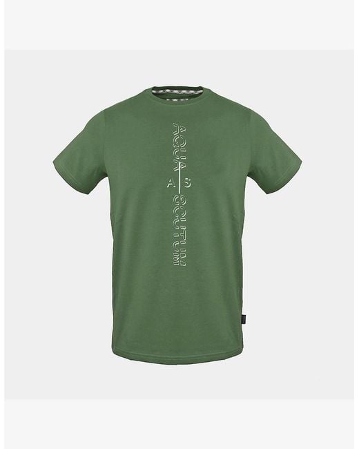 Aquascutum Green Text Graphic Crew Neck Short Sleeve Jersey T-Shirt for men