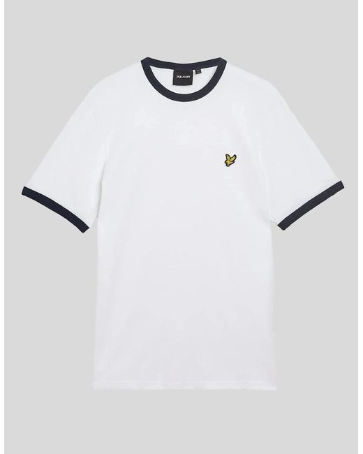 Lyle & Scott White Ringer Cotton Crew Neck T-Shirt for men