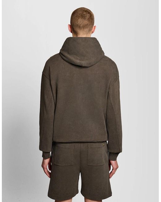 Lyle & Scott Brown Heavy Wash Cotton Hoodie for men