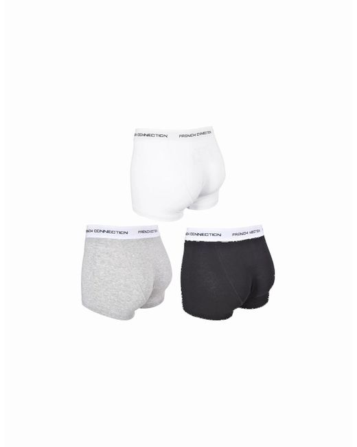 French Connection White 3-Pack Contrast Piping Boxer Trunks for men