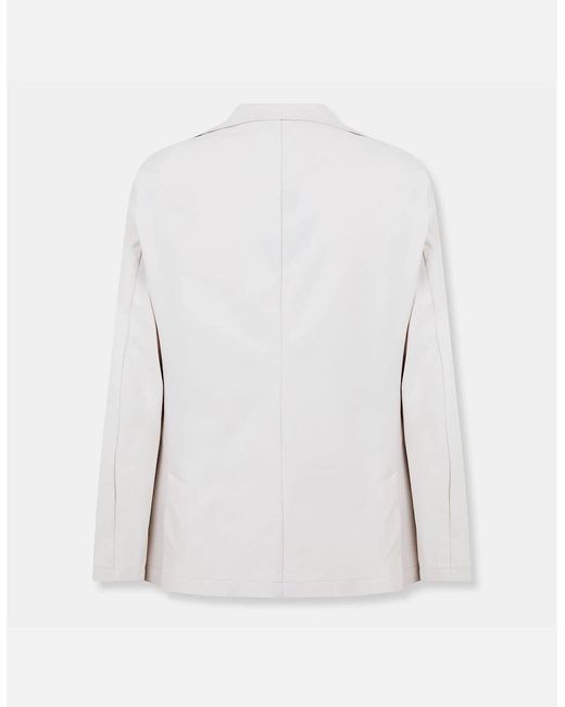 Boss White Solid Patterned Notch Collared Blazer for men