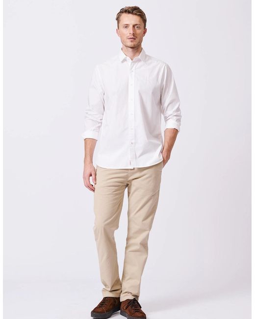 aubi White Chase Poplin Shirt for men