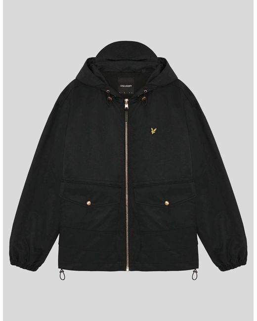 Lyle & Scott Gray Waxed Hooded Utility Jacket for men