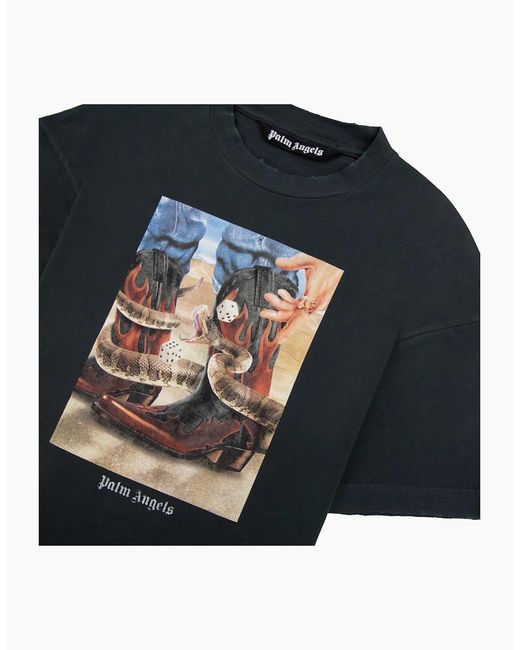 Palm Angels Black Dice Game Classic T Shirt Multi for men