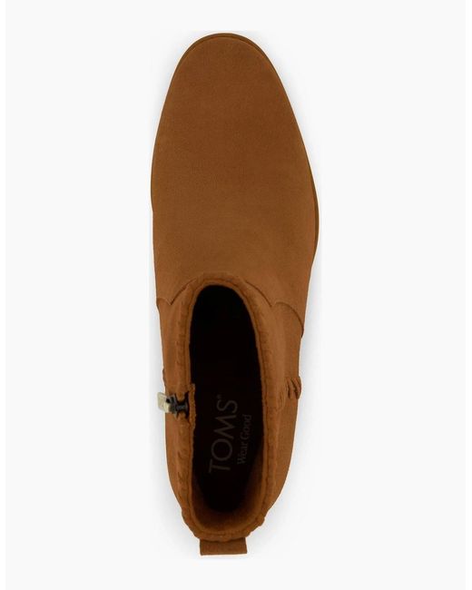 TOMS Brown Delilah Heeled Suede Tan Heeled Ankle Boots