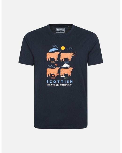 Mountain Warehouse Blue Scottish Weather Forecast Graphic T-Shirt for men