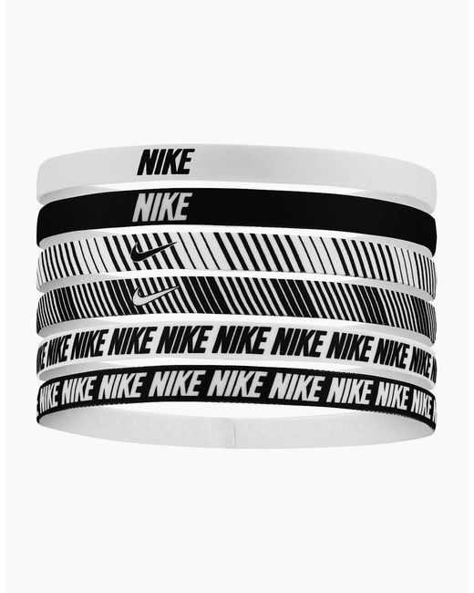 Nike Black Classic Printed Flexible Hairband (Pack Of 6) for men