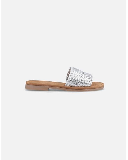 Hush Puppies White Hetty Slide Leather Wide Sandals