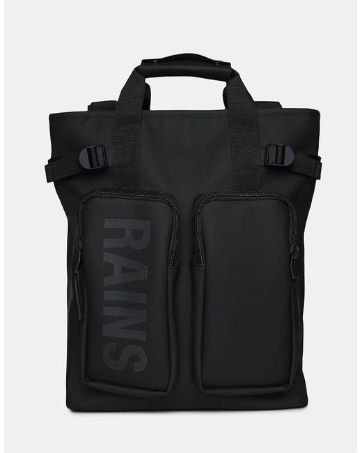 Rains Black Texel Tote Backpack
