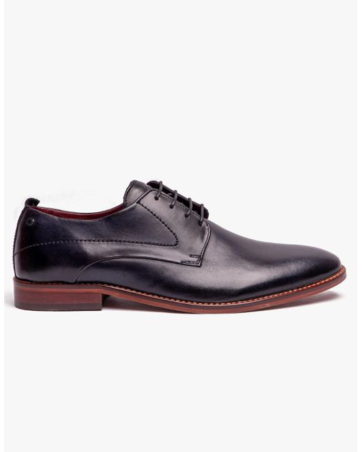 Base London Blue London Script Leather Derby Shoes for men