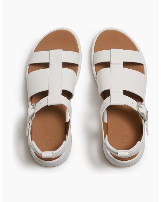 Fitflop White F-Mode Fisherman Leather Urban Narrow Fit Sandals