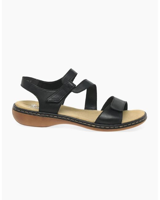 Rieker Black Sphere Riptape Sandals