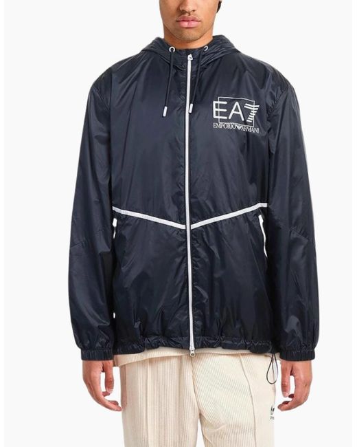 EA7 Blue Hooded Jacket for men
