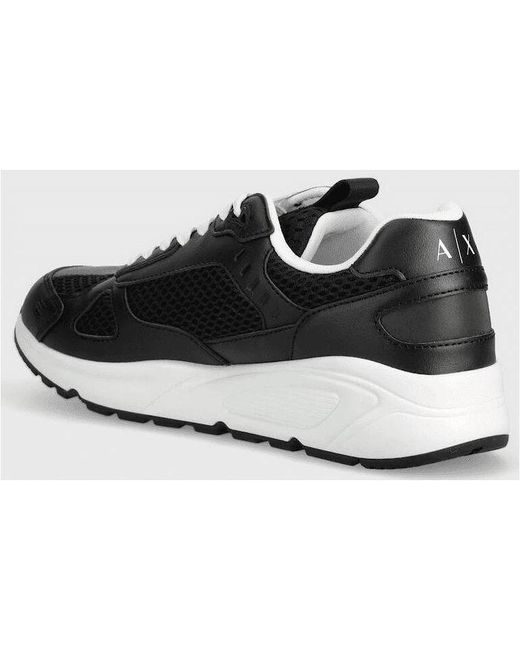 ARMANI EXCHANGE Black Eco Leather/Mesh Trainer for men