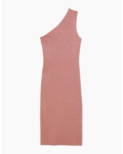 Ted Baker Pink Kaleyy One Shoulder Lurex Knit Midi Pale Dress