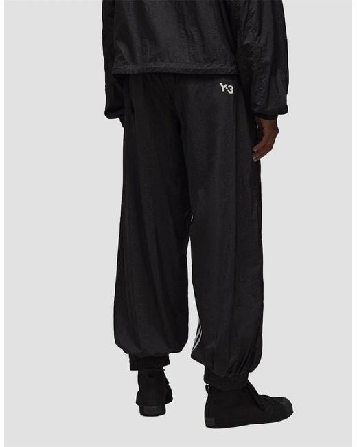 Y-3 Black 3 Stripes Shell Track Bottoms for men