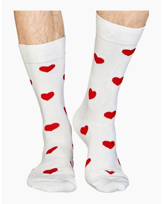 Happy Socks White Heart Socks