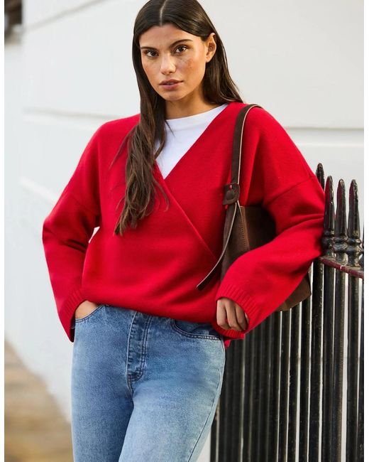 Ro&zo Red Wrap Cardigan With Cashmere