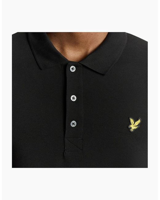 Lyle & Scott Black Polo Shirt Lp400Vog Long Sleeve Summer Casual Cotton Tee for men