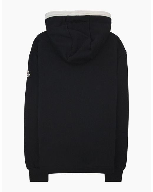 Moncler Black Embroidered Zip Up Hooded Jacket 999 for men