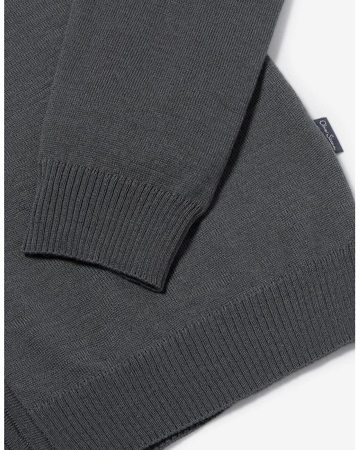 Oliver Sweeney Gray Merino Wool Blend Zip Through Jumper for men
