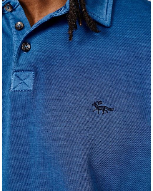 aubi Blue Arkwright Heavyweight Jersey Polo for men