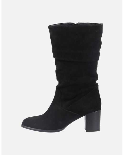 Hush Puppies Black Cosima Suede Suede Heeled Knee High Boots