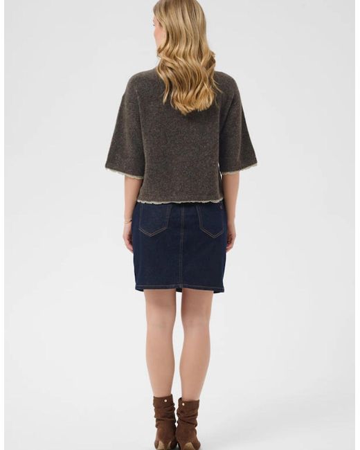 Cream Gray Kibana Knit Pullover Chocolate