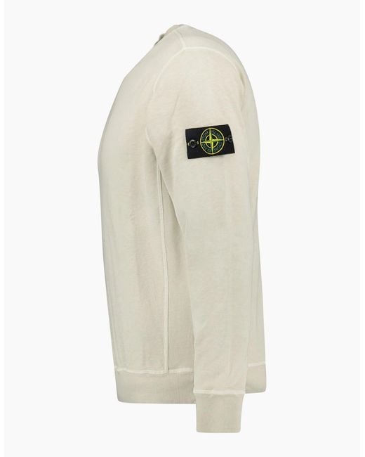 Stone Island White Malfie 'Old Effect' Sweatshirt for men