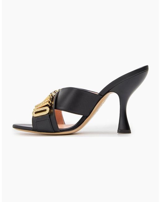 Moschino Black Heeled Mules