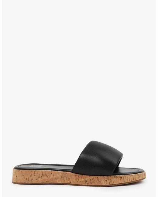 Where's That From Black Flat Open Toe Slides