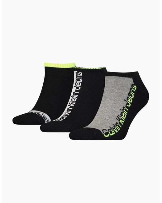 Calvin Klein Black Jeans 3-Pack Mixed Logo Athleisure Sports Trainer Socks for men