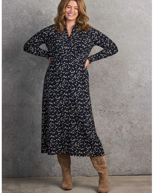 Live Unlimited London Gray Ditsy Print Shirt Dress