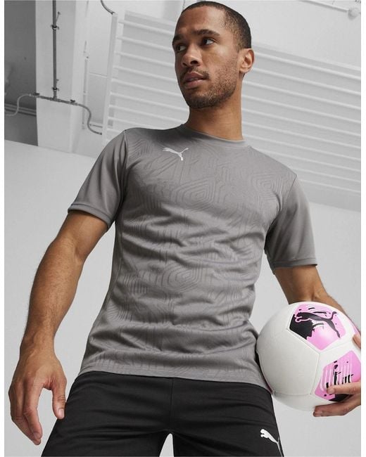 PUMA Gray Teamfinal Training Short Sleeve Performance T-Shirt for men