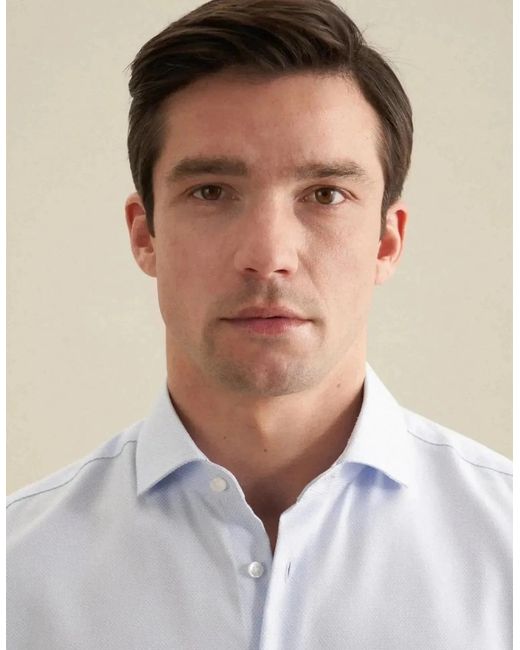 Seidensticker White Shaped Fit No Iron Spread Kent Structured Business Shirt Light for men