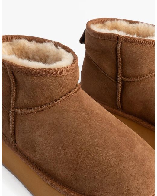 EMU Brown Australia Stinger Micro Flatform Sheepskin Boot Chestnut