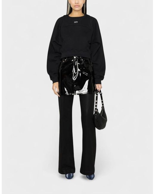 Off-White c/o Virgil Abloh Black Off Stamp Round Crop Crewneck