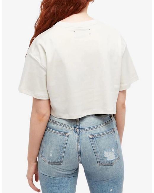Amiri White Embroidered Ma Cropped Tee Alabaster