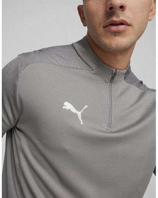 PUMA Gray Teamfinal Training 1 4 Zip Fleece for men