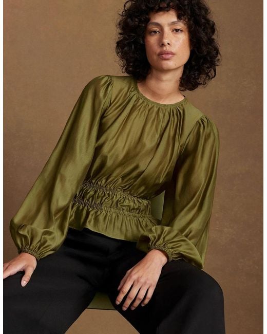 Ro&zo Green Khaki Peplum Blouse
